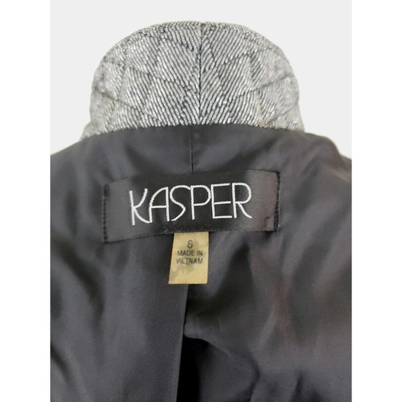 Kasper ~Woman Size 6~ Silver Quilted Jacket Long Blazer Fully Lined. - Picture 2 of 13